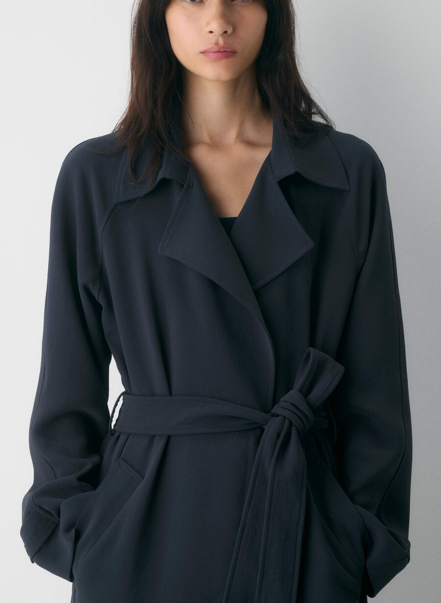 the splendor trench coat - crepette dark night navy