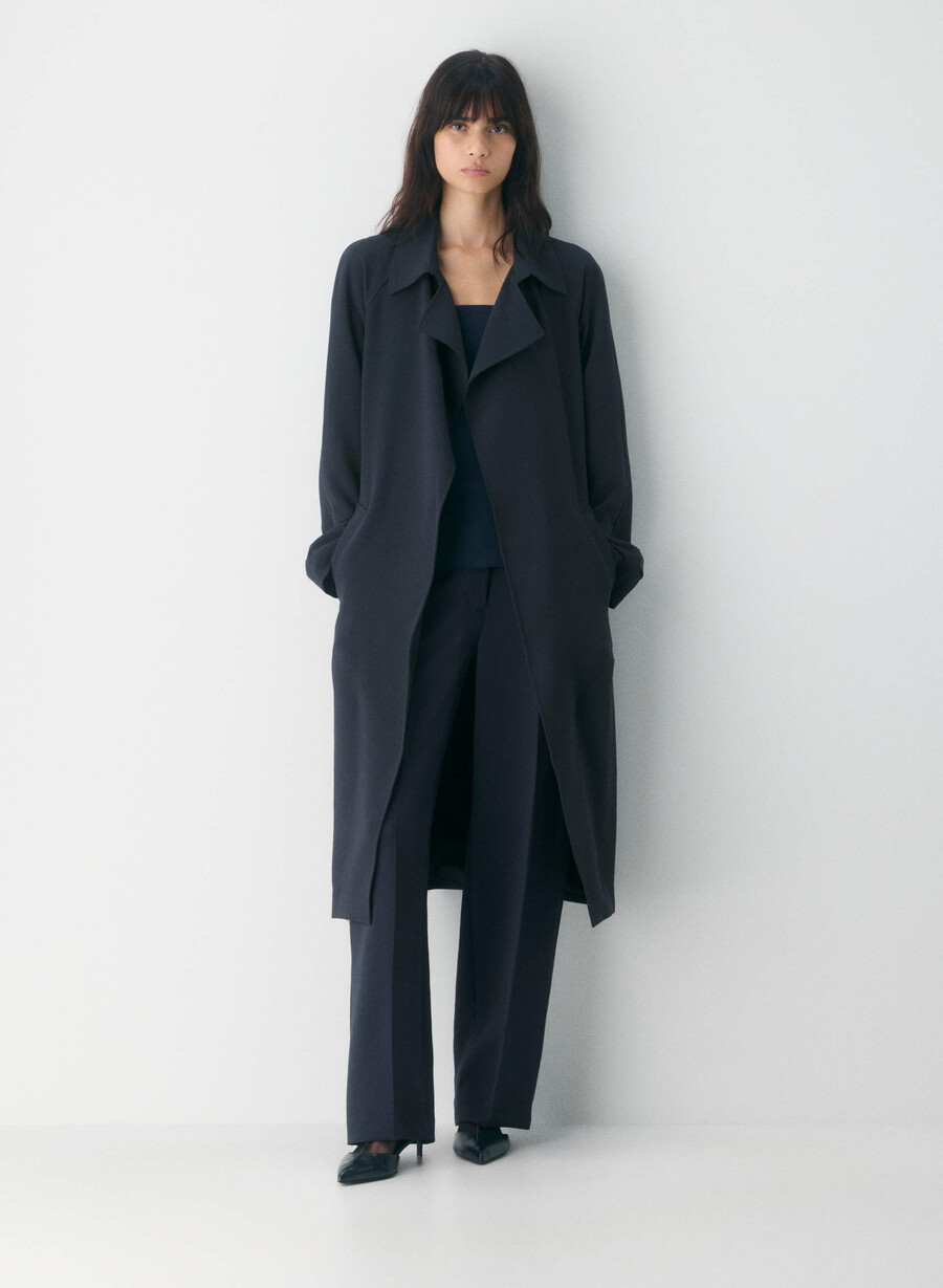 the splendor trench coat - crepette dark night navy