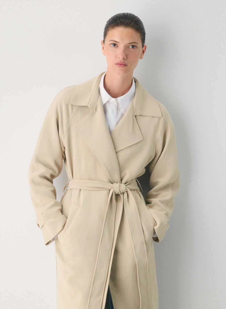 the splendor trench coat - crepette marcona beige