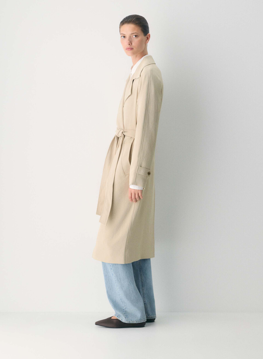 the splendor trench coat - crepette marcona beige