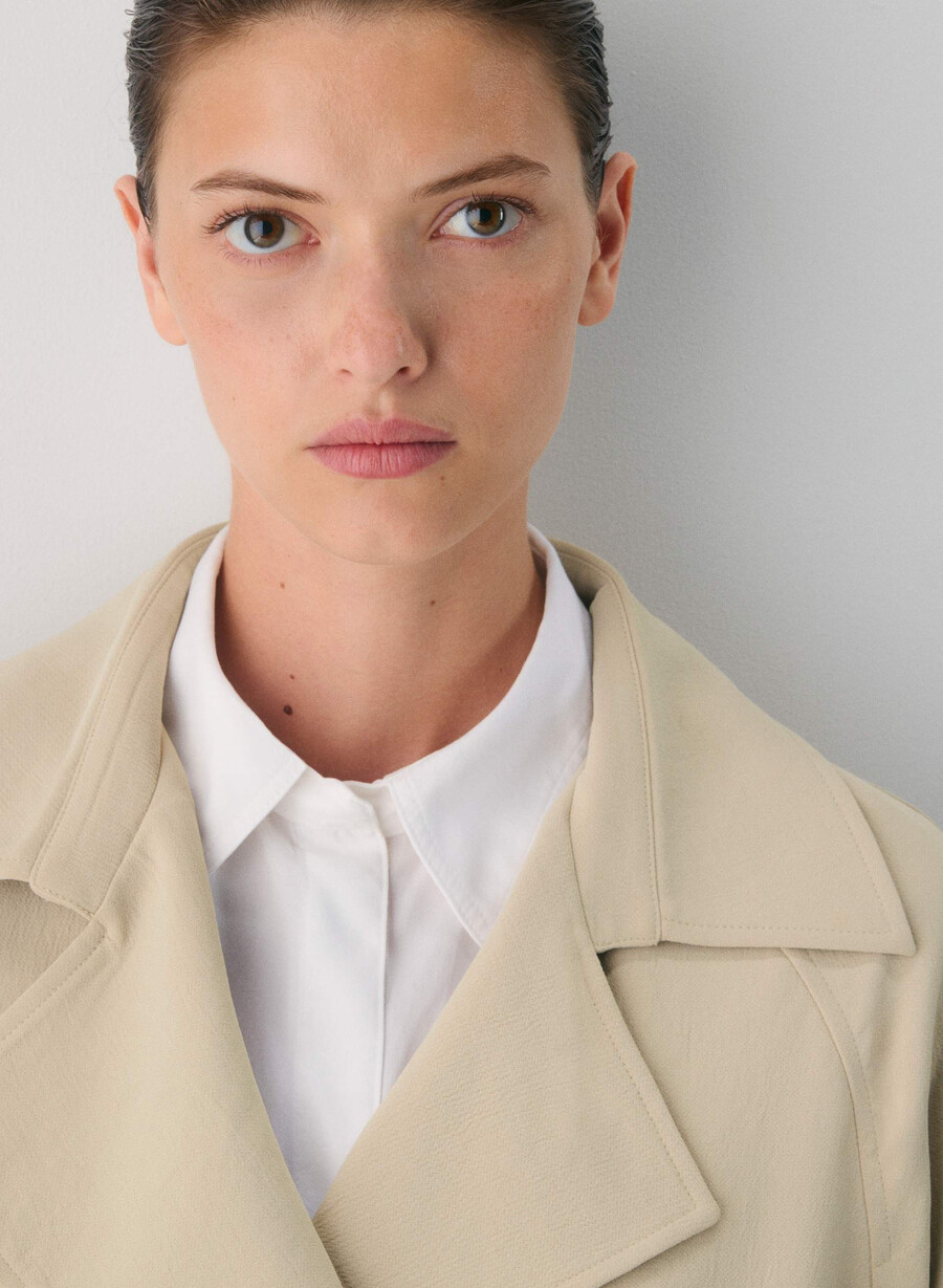the splendor trench coat - crepette marcona beige