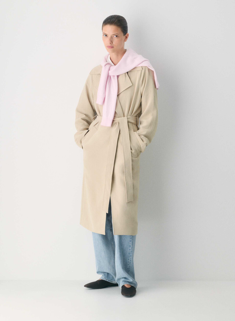 the splendor trench coat - crepette marcona beige