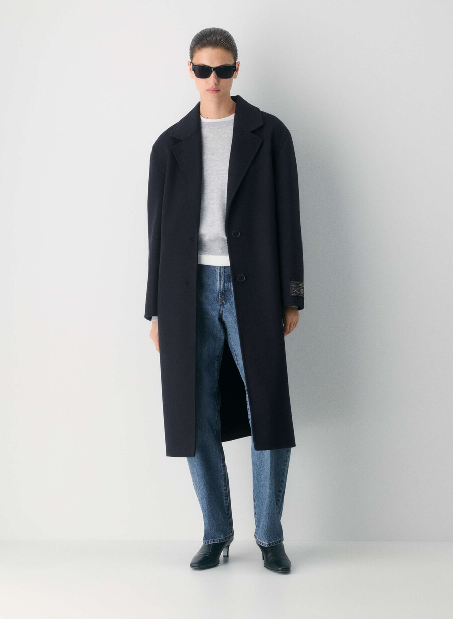 the only double-faced coat - luxe rewool dark night navy