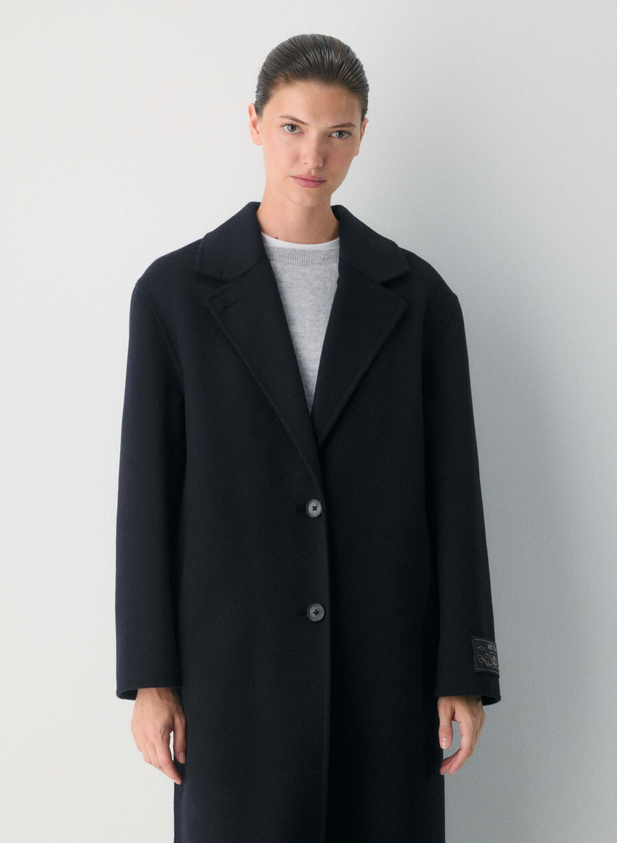 the only double-faced coat - luxe rewool dark night navy