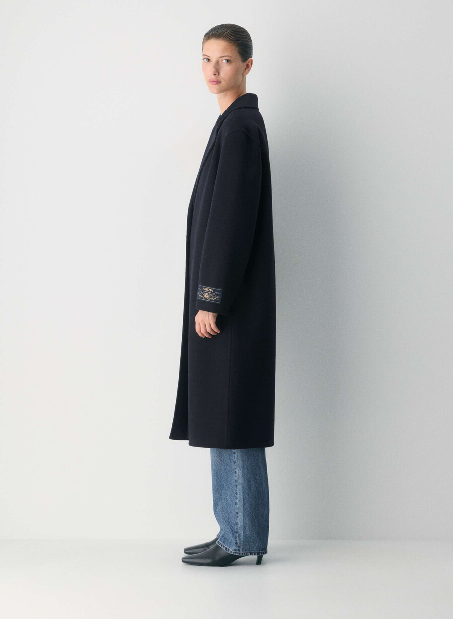 the only double-faced coat - luxe rewool dark night navy
