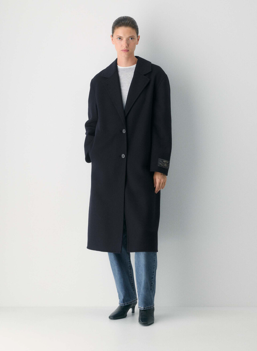 the only double-faced coat - luxe rewool dark night navy