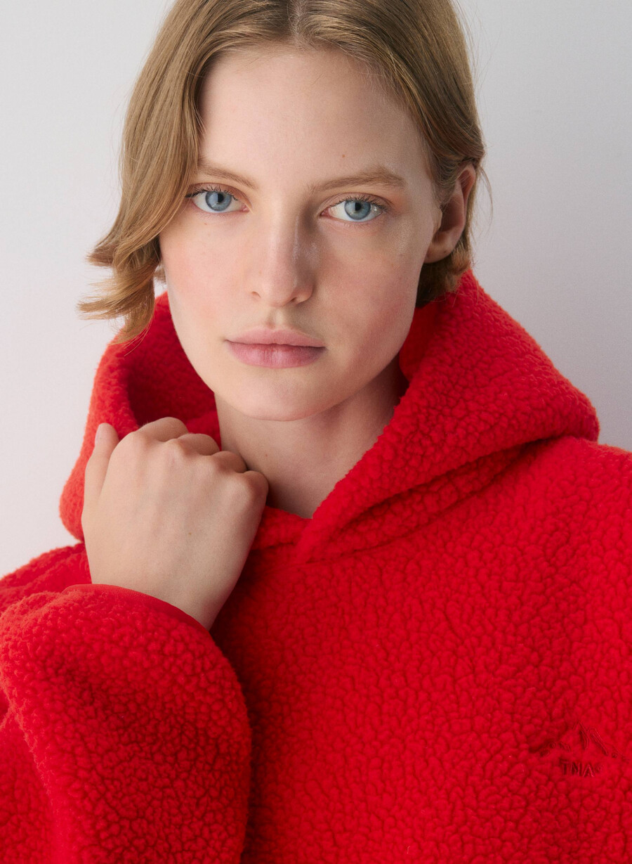 polartec thermal pro hoodie flashing red