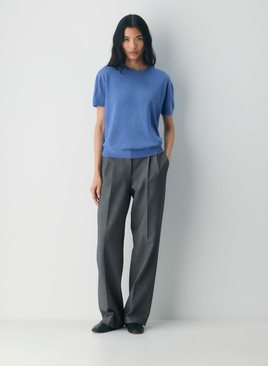 bare merino wool crew t-shirt french blue