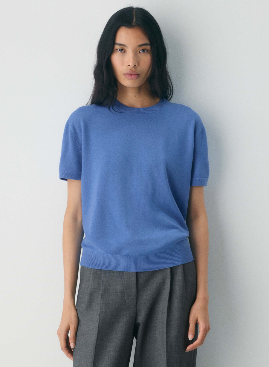 bare merino wool crew t-shirt french blue