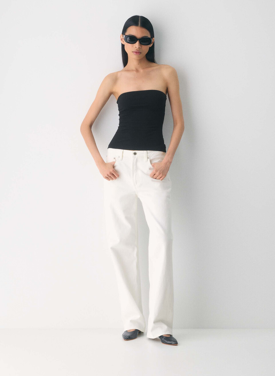 casual contour hi-hip tube top black