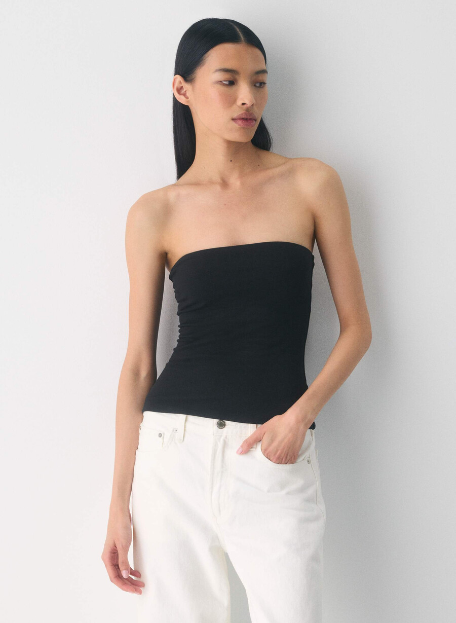 casual contour hi-hip tube top black