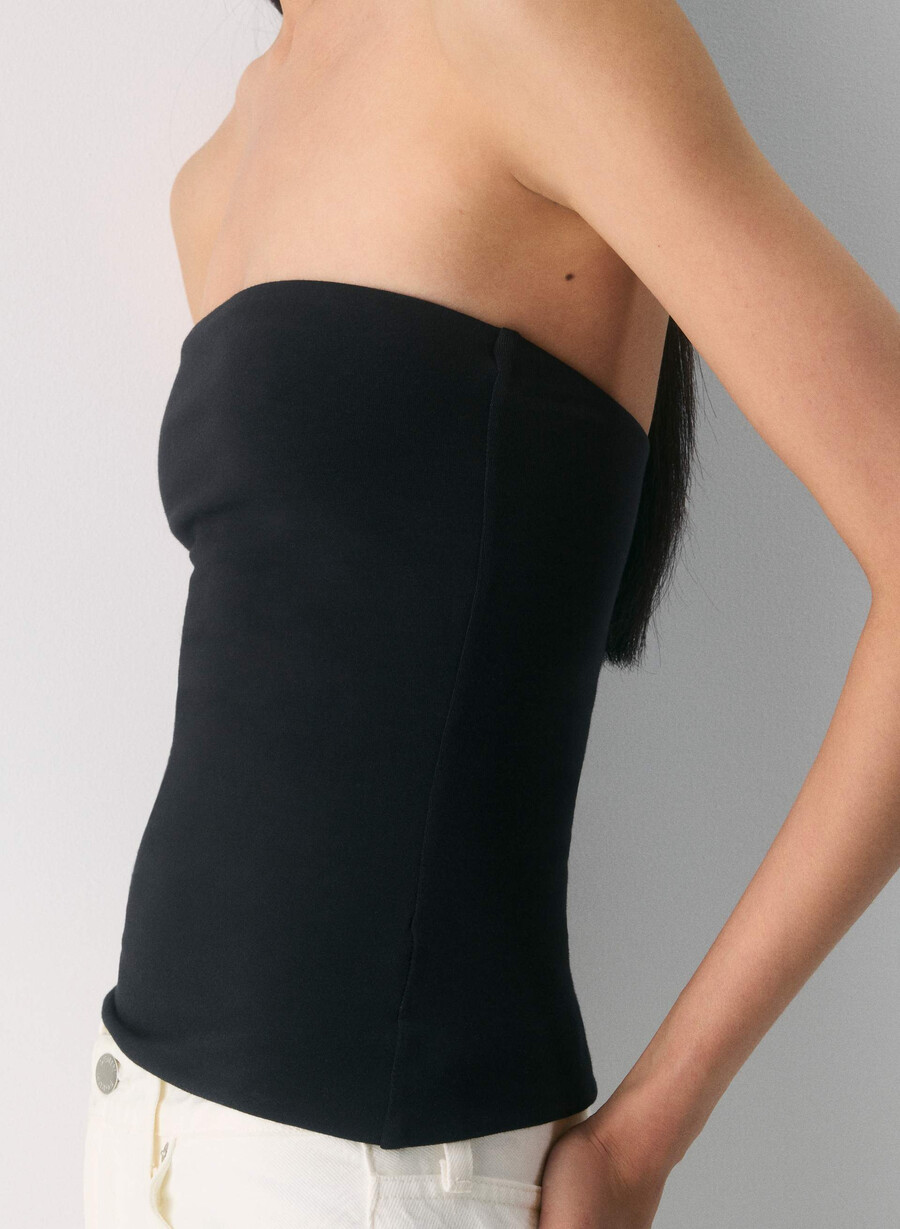 casual contour hi-hip tube top black