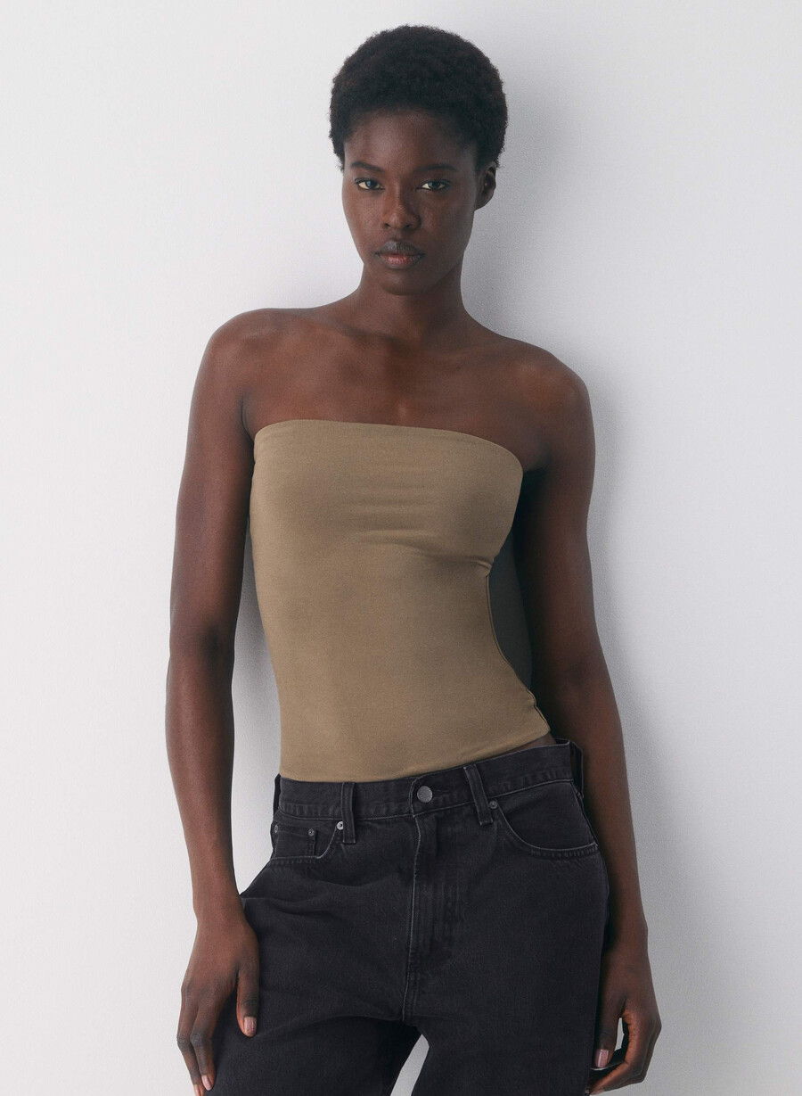 casual contour hi-hip tube top folio brown
