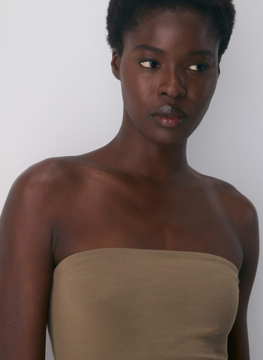 casual contour hi-hip tube top folio brown