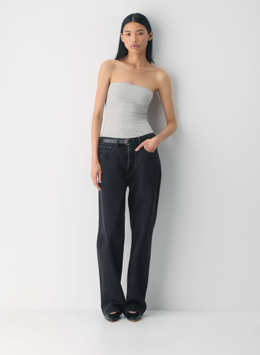 casual contour hi-hip tube top heather chrome