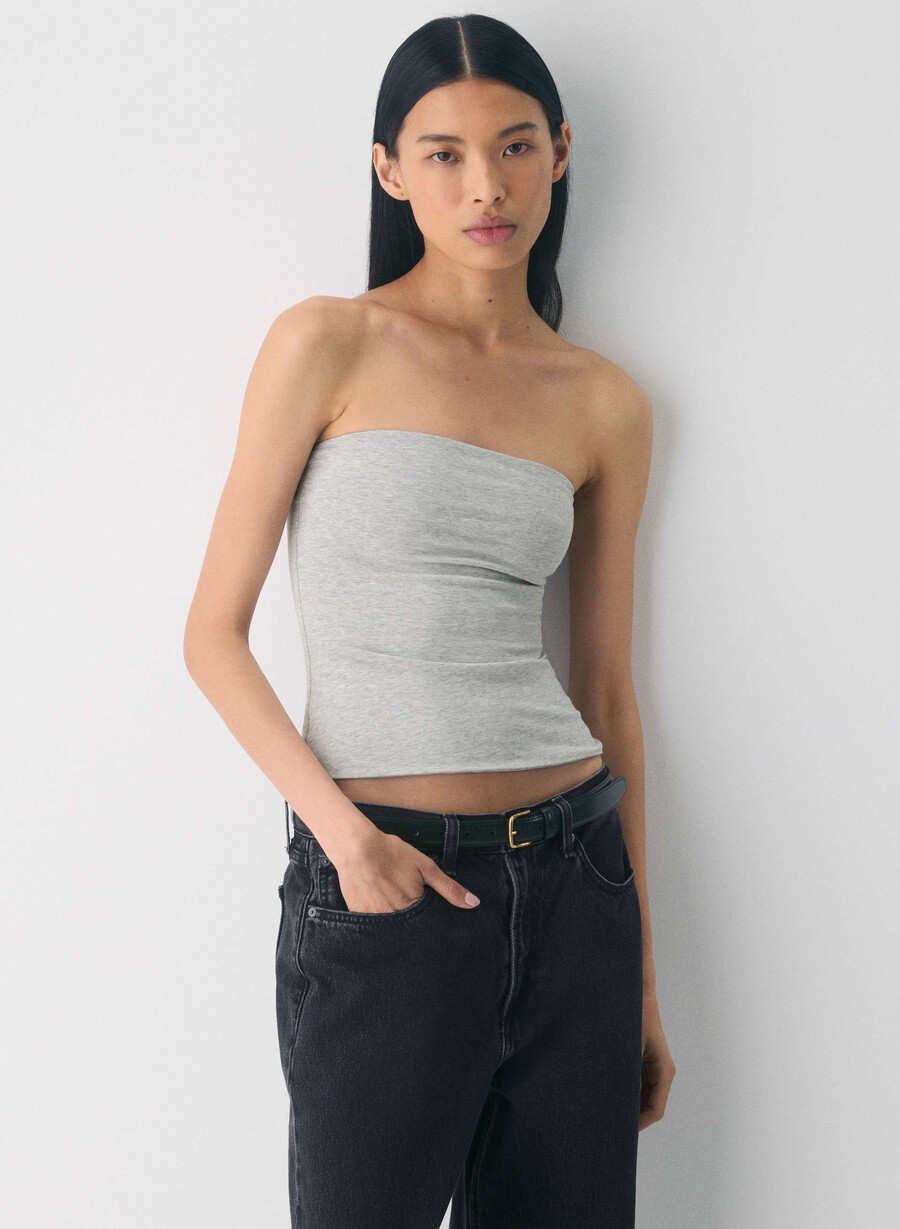 casual contour hi-hip tube top heather chrome