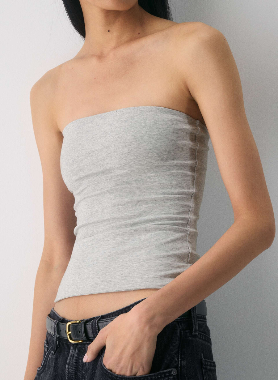 casual contour hi-hip tube top heather chrome