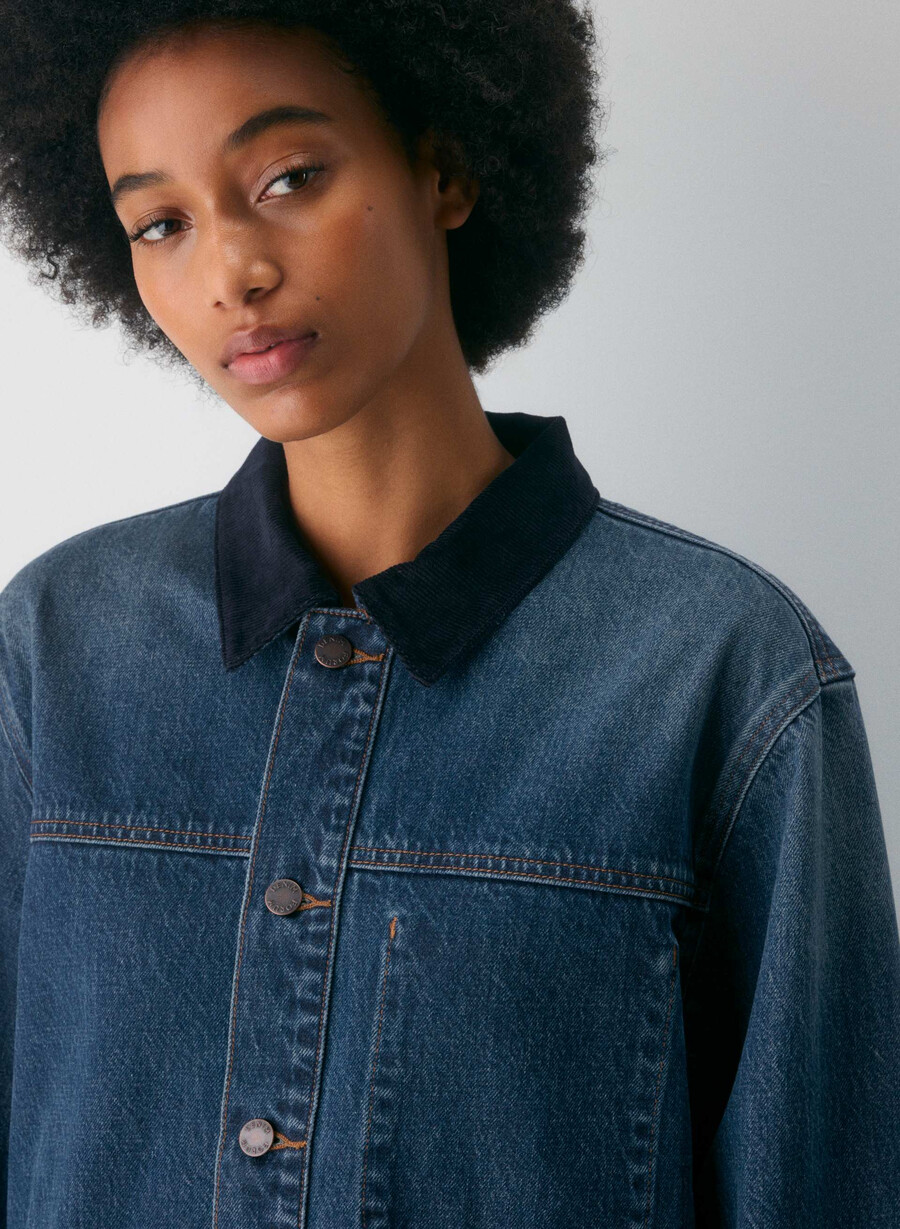 denim forum the workwear denim shirt jacket be about dark bleu
