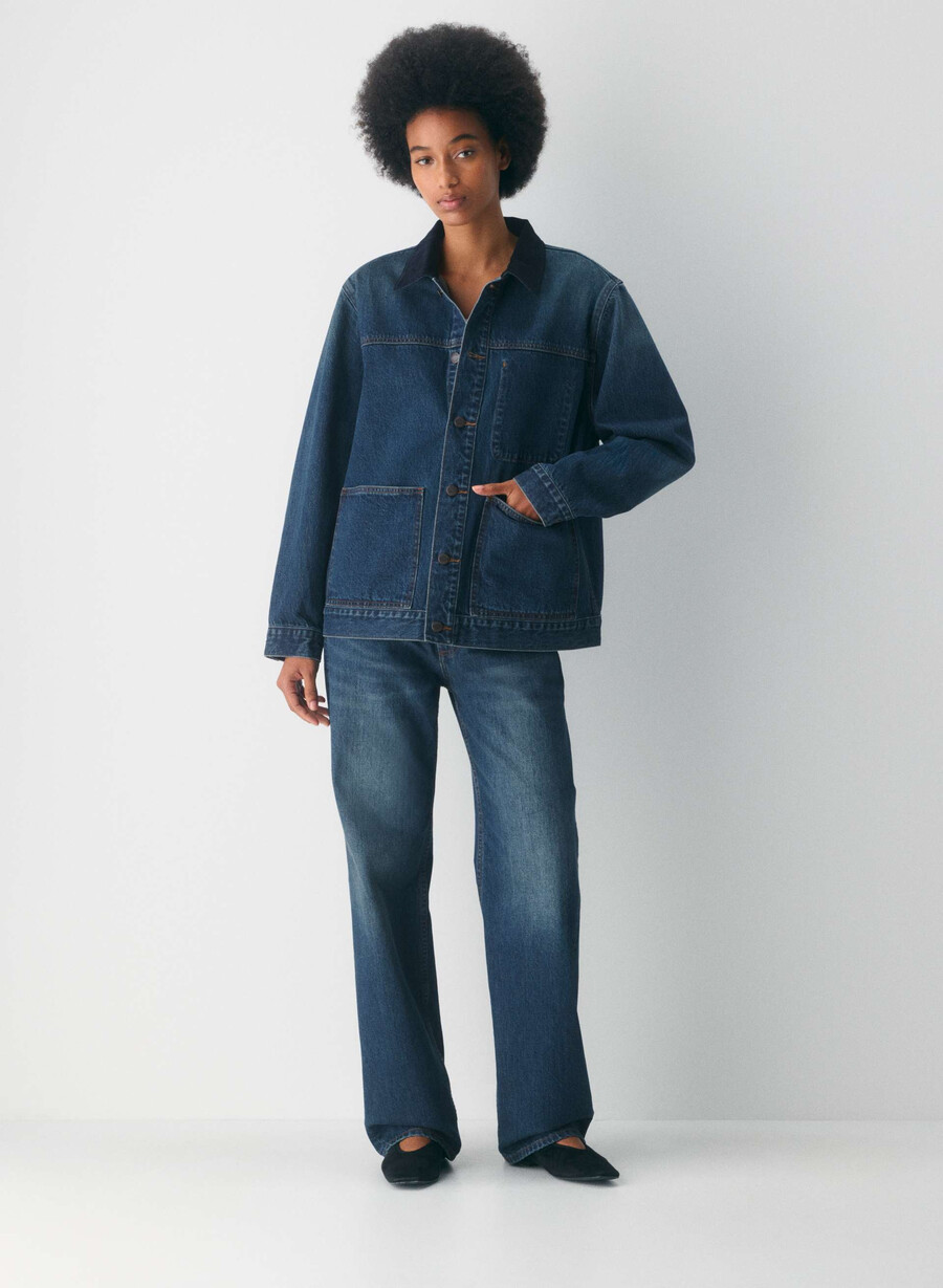 denim forum the workwear denim shirt jacket be about dark bleu