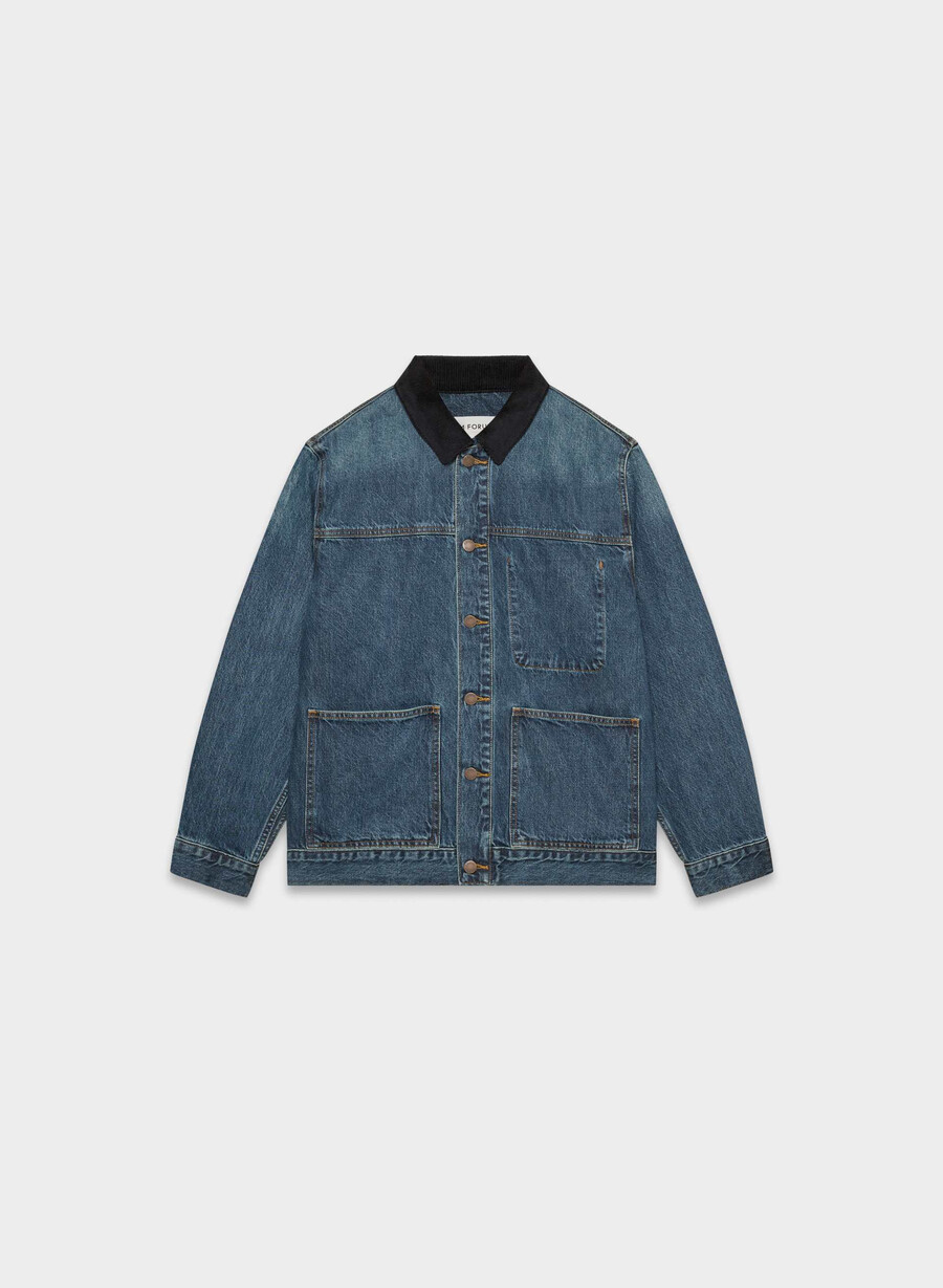 denim forum the workwear denim shirt jacket be about dark bleu