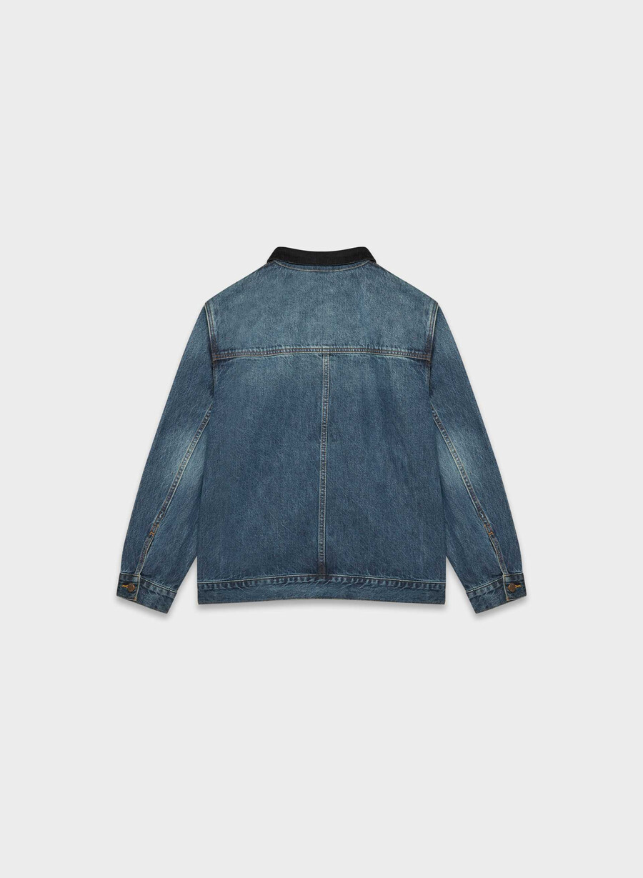 denim forum the workwear denim shirt jacket be about dark bleu