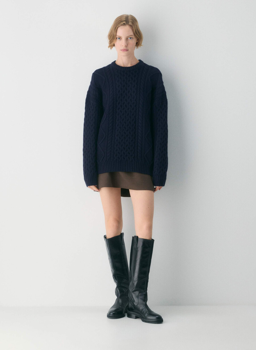 heritage knit merino wool crew sweater admiral