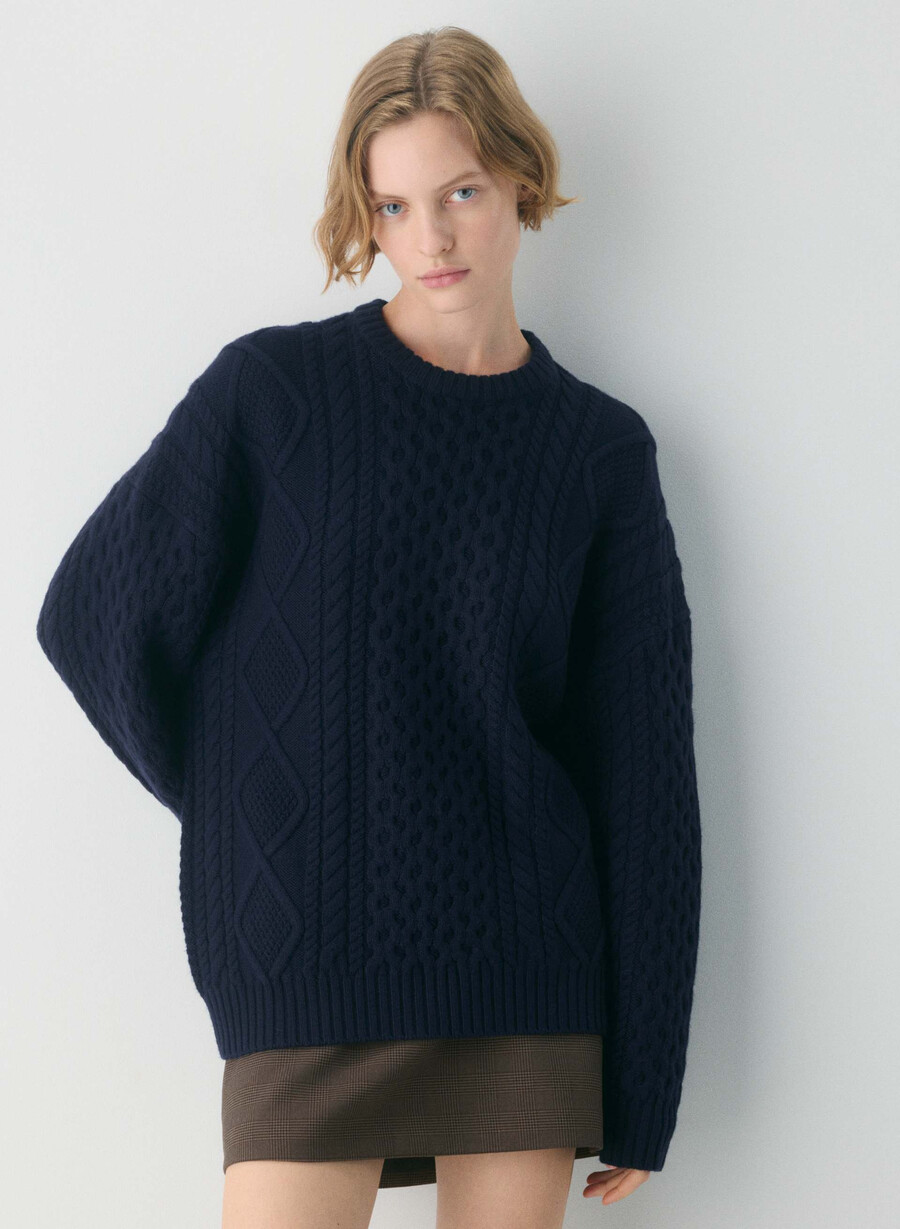 heritage knit merino wool crew sweater admiral