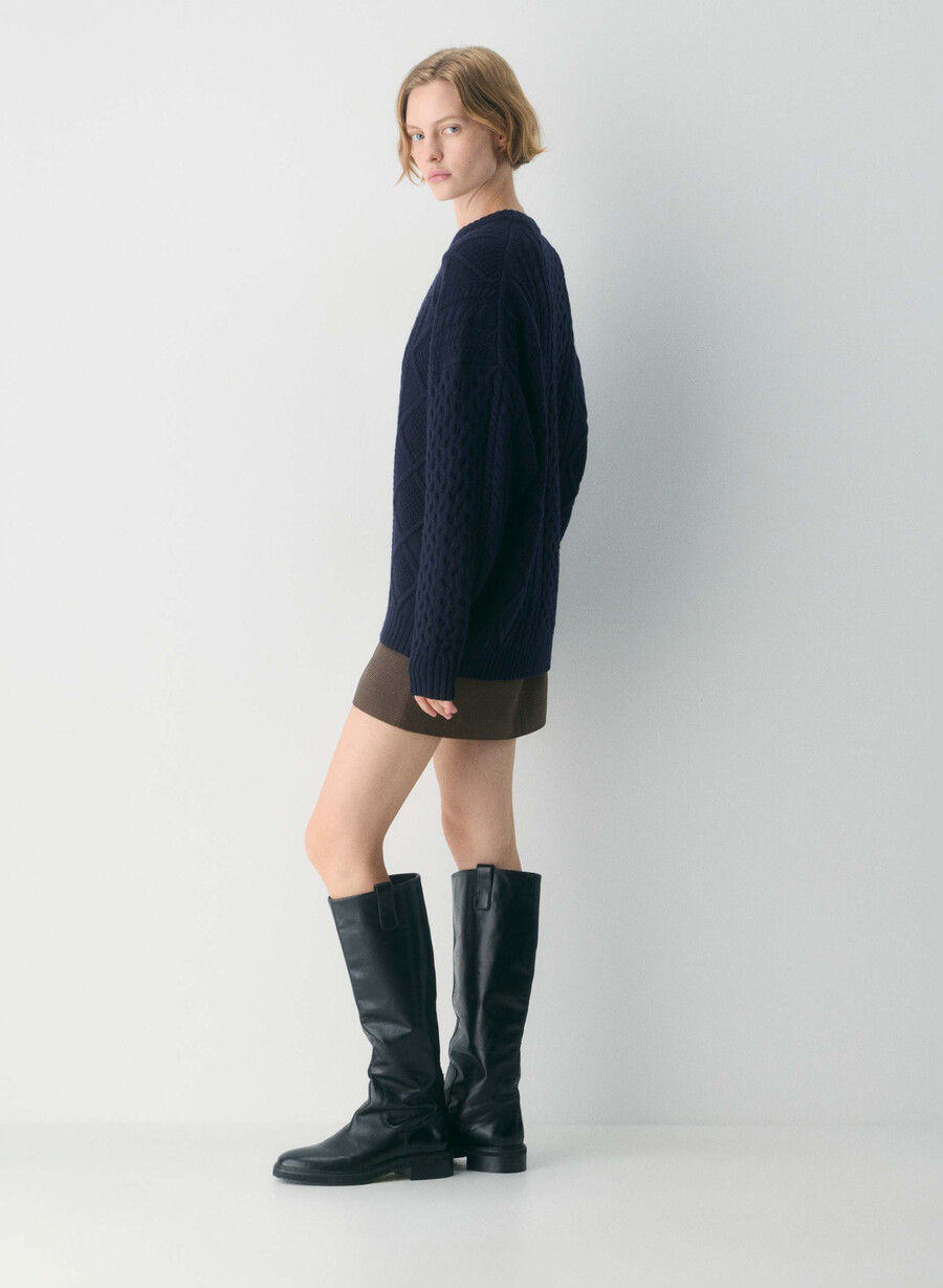 heritage knit merino wool crew sweater admiral