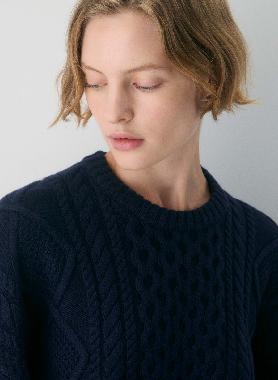 heritage knit merino wool crew sweater admiral