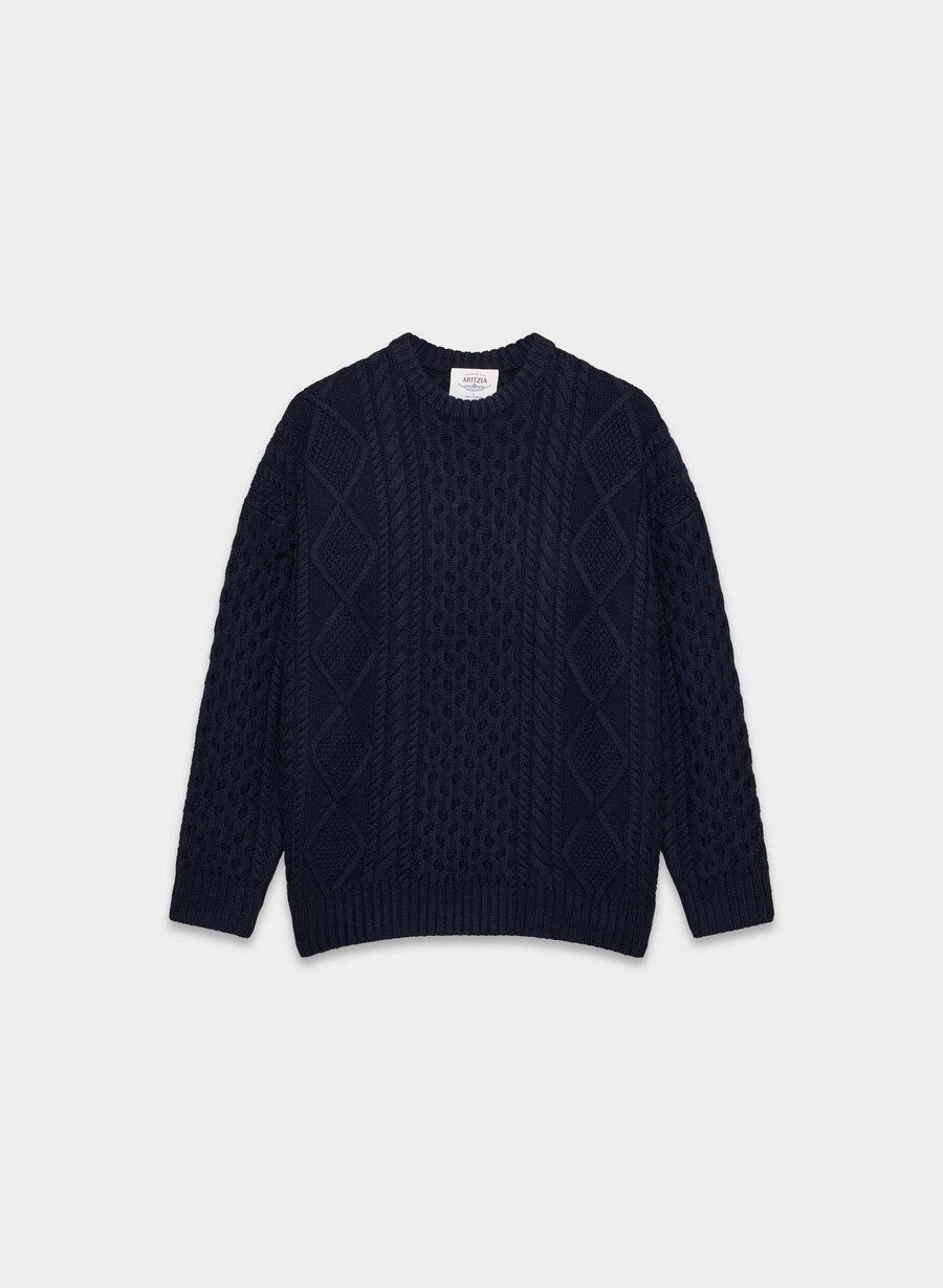 heritage knit merino wool crew sweater admiral
