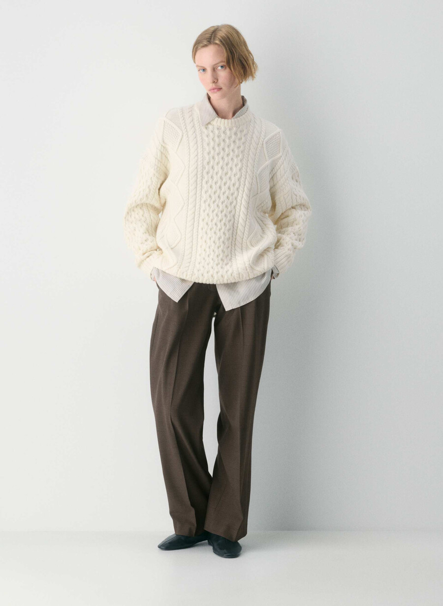 heritage knit merino wool crew sweater whisper white