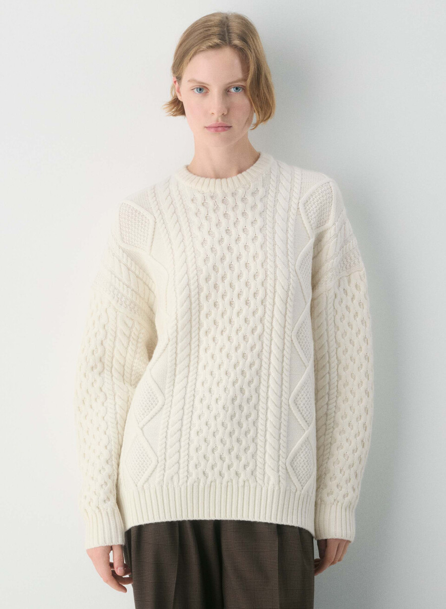 heritage knit merino wool crew sweater whisper white