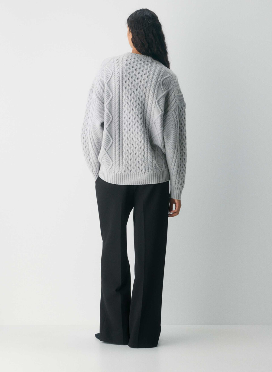 heritage knit merino wool crew sweater heather chrome