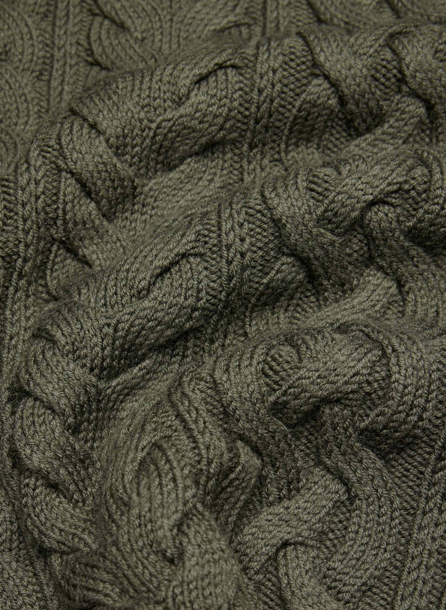heritage knit merino wool crew sweater dark olive
