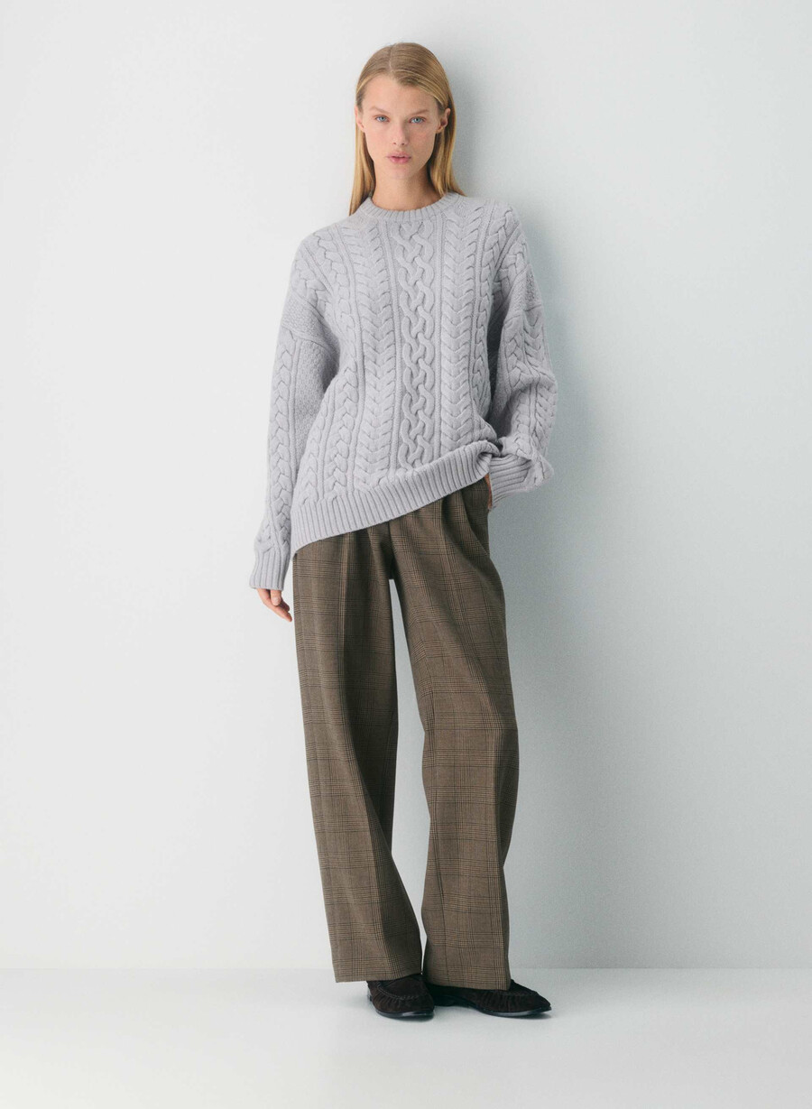 heritage knit merino wool crew sweater heather chrome