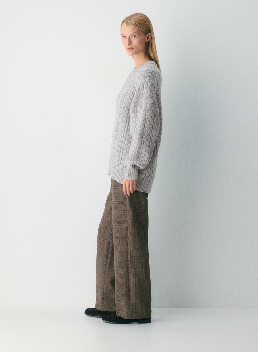 heritage knit merino wool crew sweater heather chrome