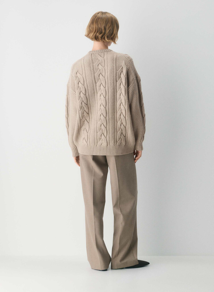 heritage knit merino wool crew sweater heather nomad taupe