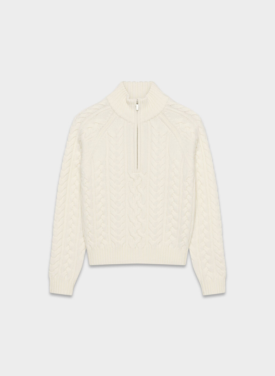 heritage knit merino wool 14 zip sweater whisper white