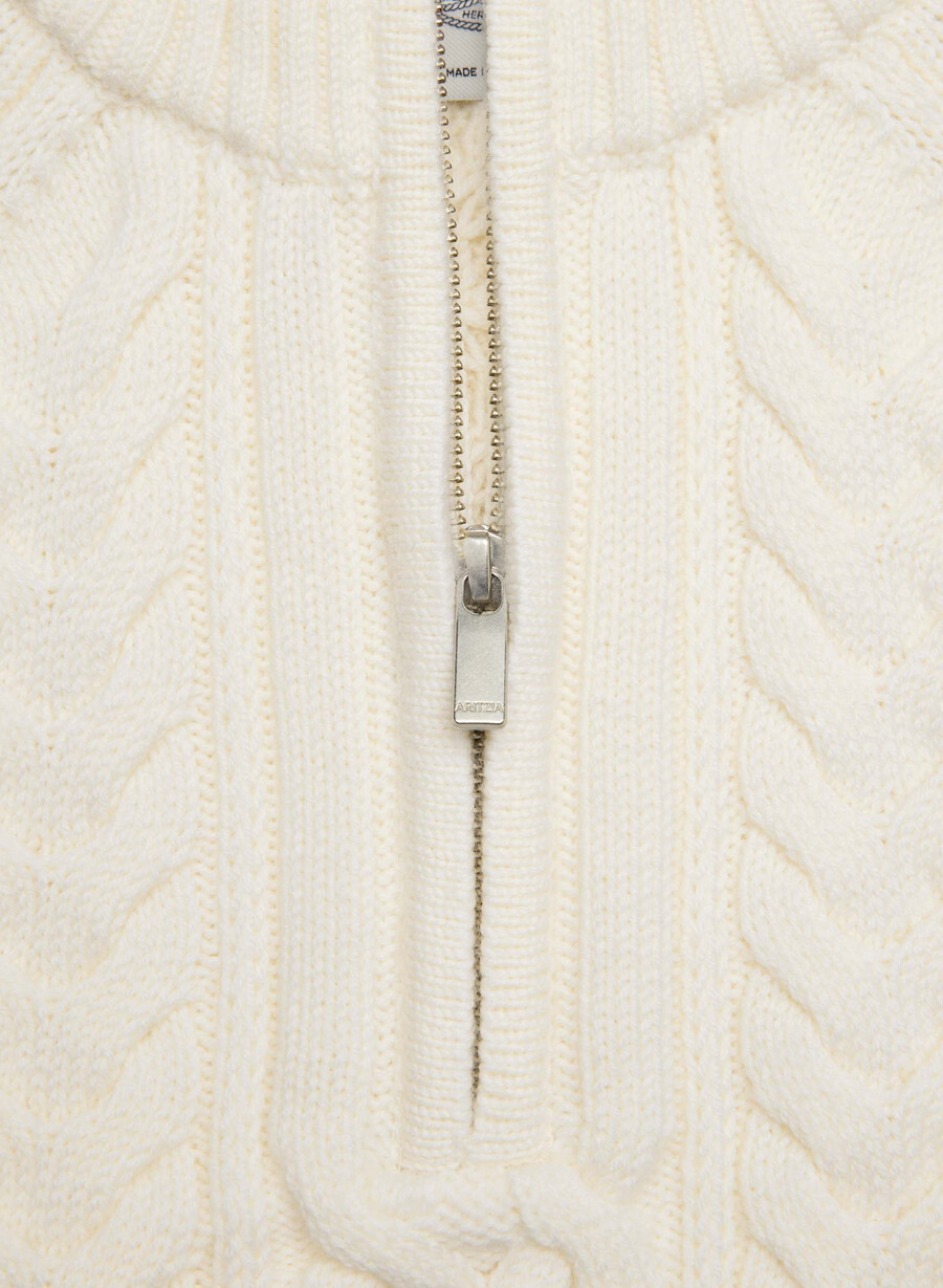 heritage knit merino wool 14 zip sweater whisper white