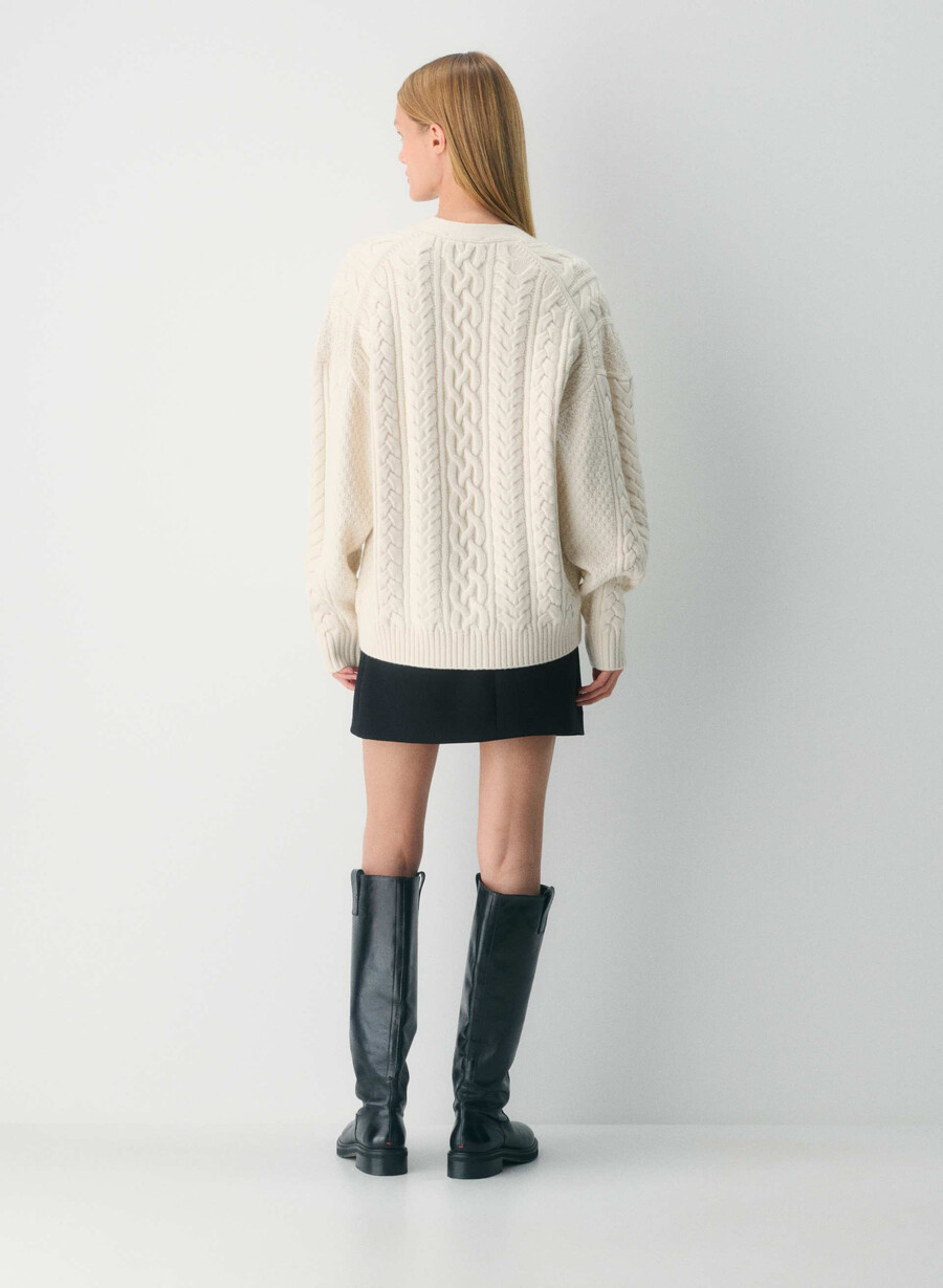 heritage knit merino wool v-neck cardigan rich mocha brown
