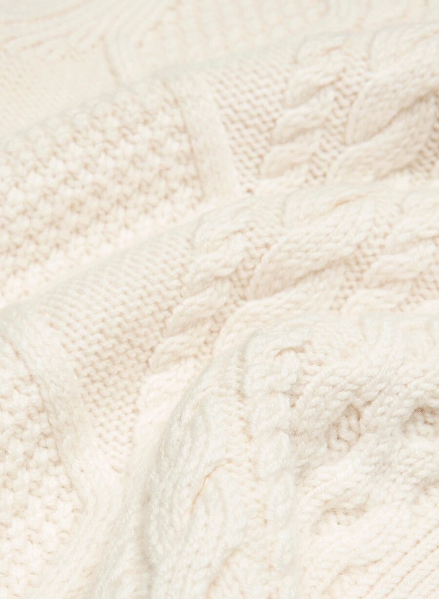 heritage knit merino wool collar cardigan seaside cream