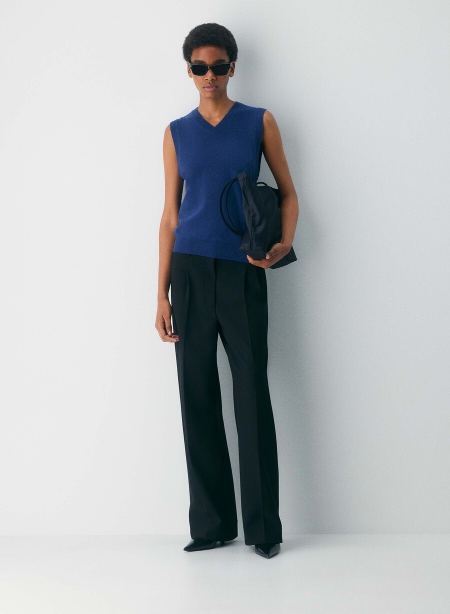 bare cashmere v-neck sweater vest byron blue