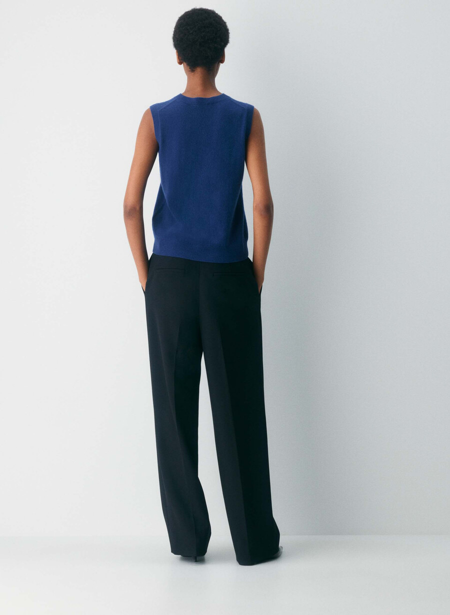 bare cashmere v-neck sweater vest byron blue
