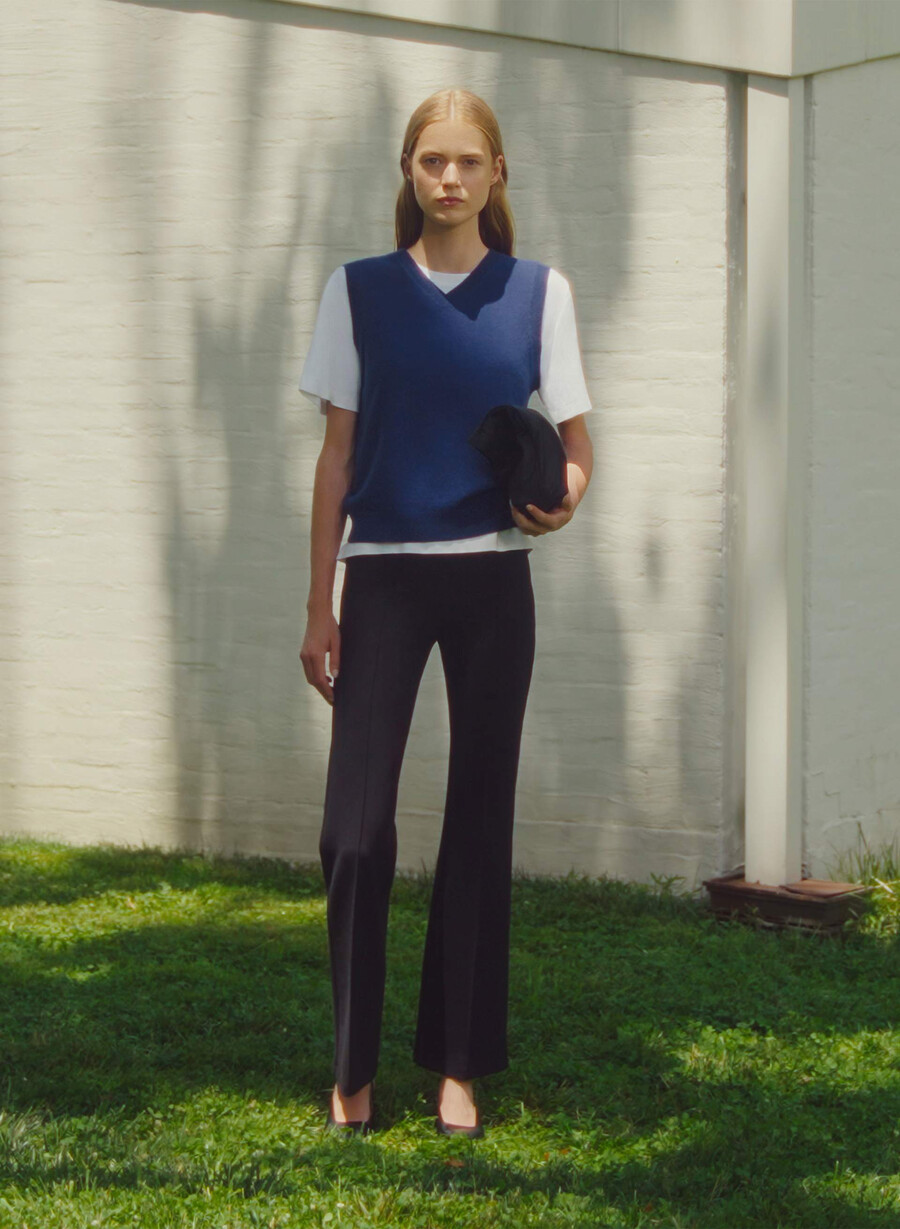 bare cashmere v-neck sweater vest byron blue