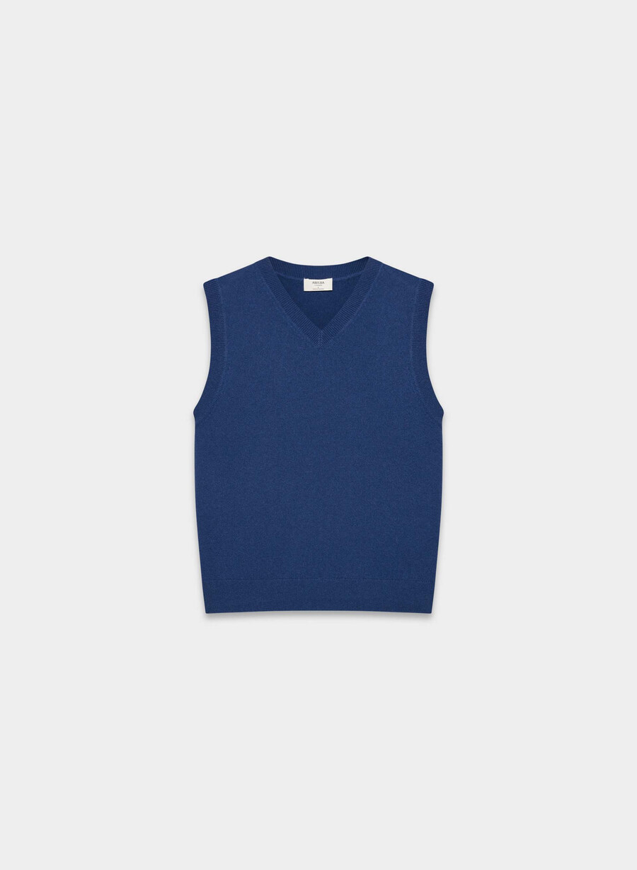 bare cashmere v-neck sweater vest byron blue