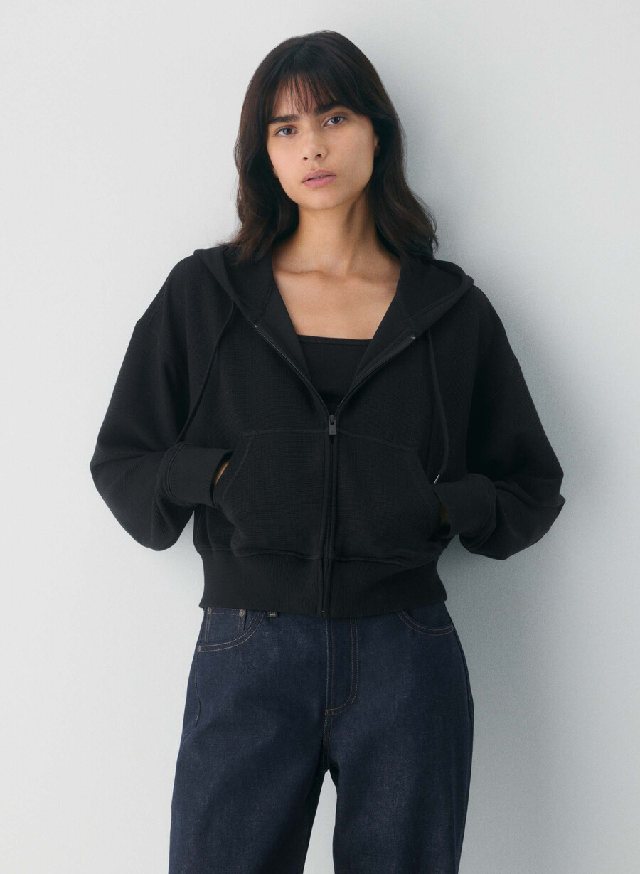 new wafflex eddy zip hoodie black
