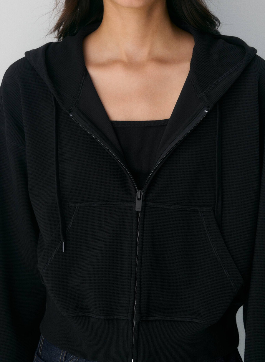 new wafflex eddy zip hoodie black