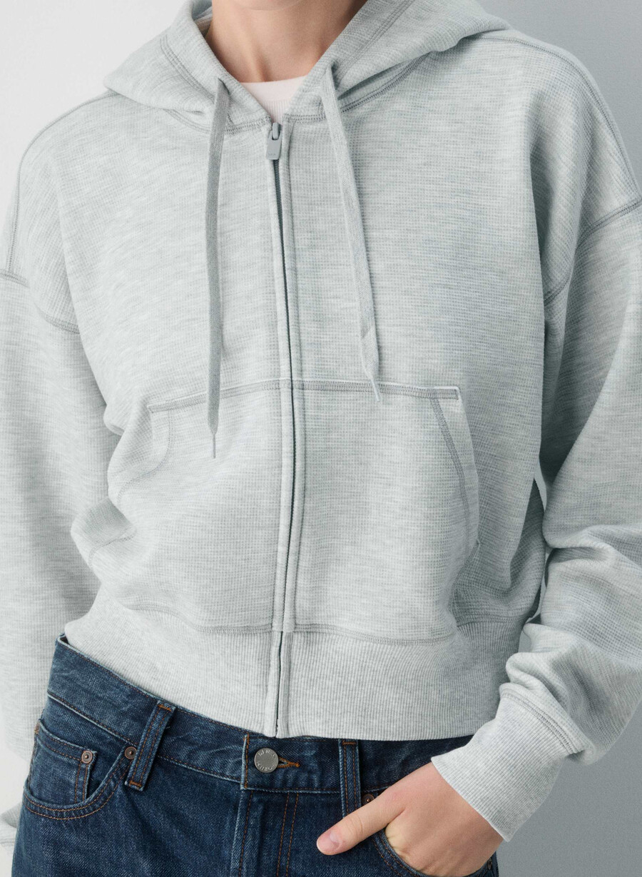 new wafflex eddy zip hoodie heather chrome