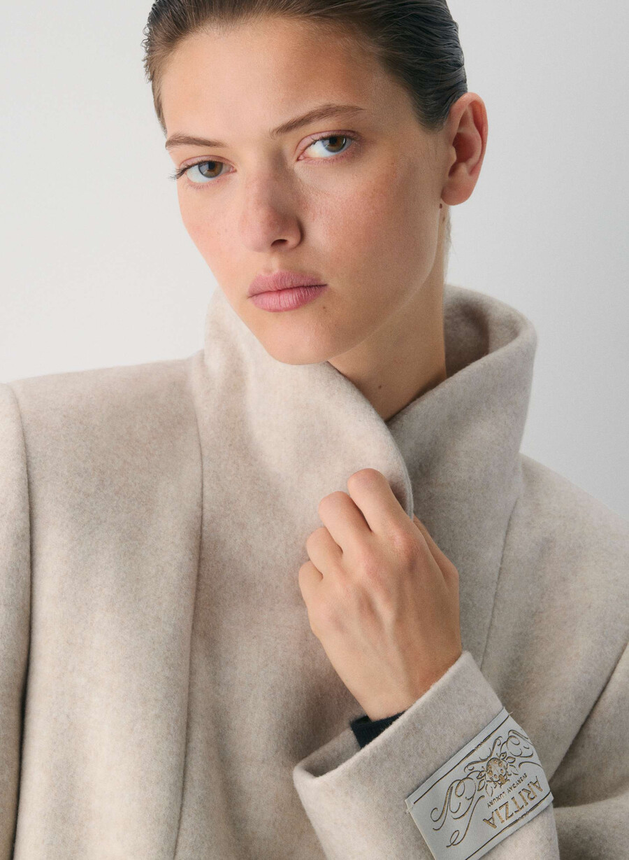 the cocoon coat - luxe wool cashmere heather light oatmeal