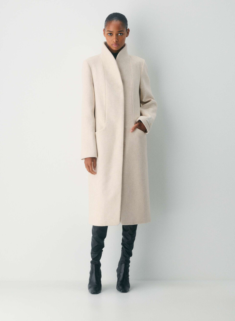 the cocoon long coat - luxe wool cashmere heather light oatmeal